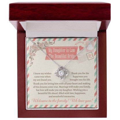Daughter-In-Law Wedding Day Gift Welcome to the Family Love Knot Pendant Necklace - Mallard Moon Gift Shop