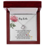 Hey Babe – I’m Sorry Love Knot Necklace | Heartfelt Apology Gift for Partner with Message Card