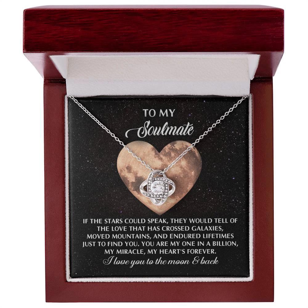Romantic Gift for Soulmate, Wife or Girlfriend - I Love You to the Moon and Back - Love Knot Pendant Necklace