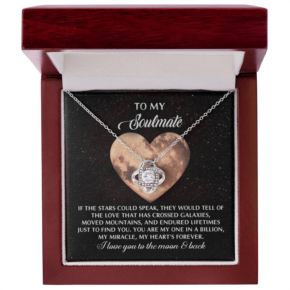 Romantic Gift for Soulmate, Wife or Girlfriend - I Love You to the Moon and Back - Love Knot Pendant Necklace - Mallard Moon Gift Shop