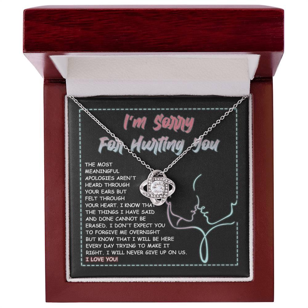 Apology Gift for Girlfriend, Wife, Soulmate - Sorry, Never Give Up -Love Knot Pendant Necklace - Mallard Moon Gift Shop