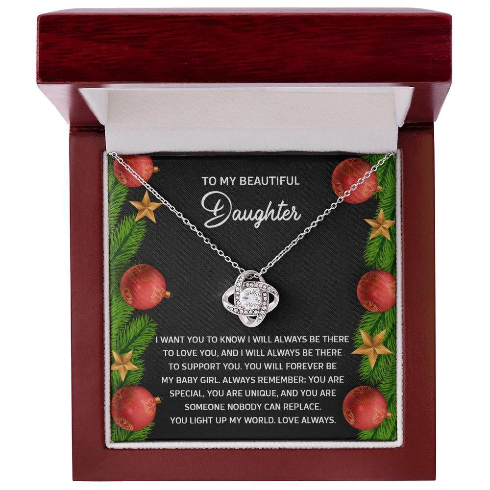 Gift for Daughter - Nobody Can Replace - Love Knot Pendant Necklace