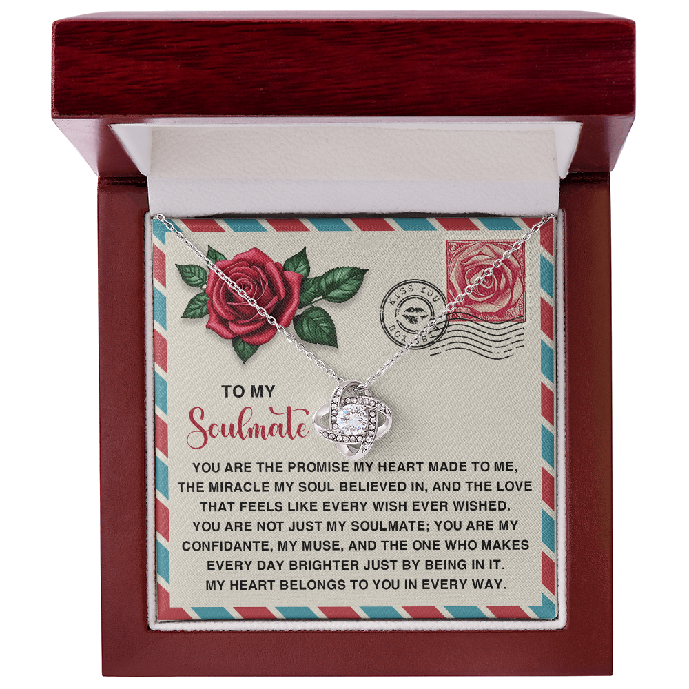 Soulmate Gift - My Heart Belongs to You - Love Knot Necklace with Romantic Message Card