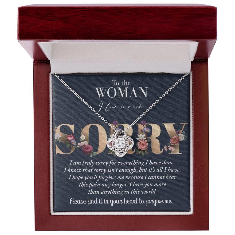 Apology Gift for Girlfriend, Wife, Soulmate - Sorry, Bear This Pain - Love Knot Pendant Necklace