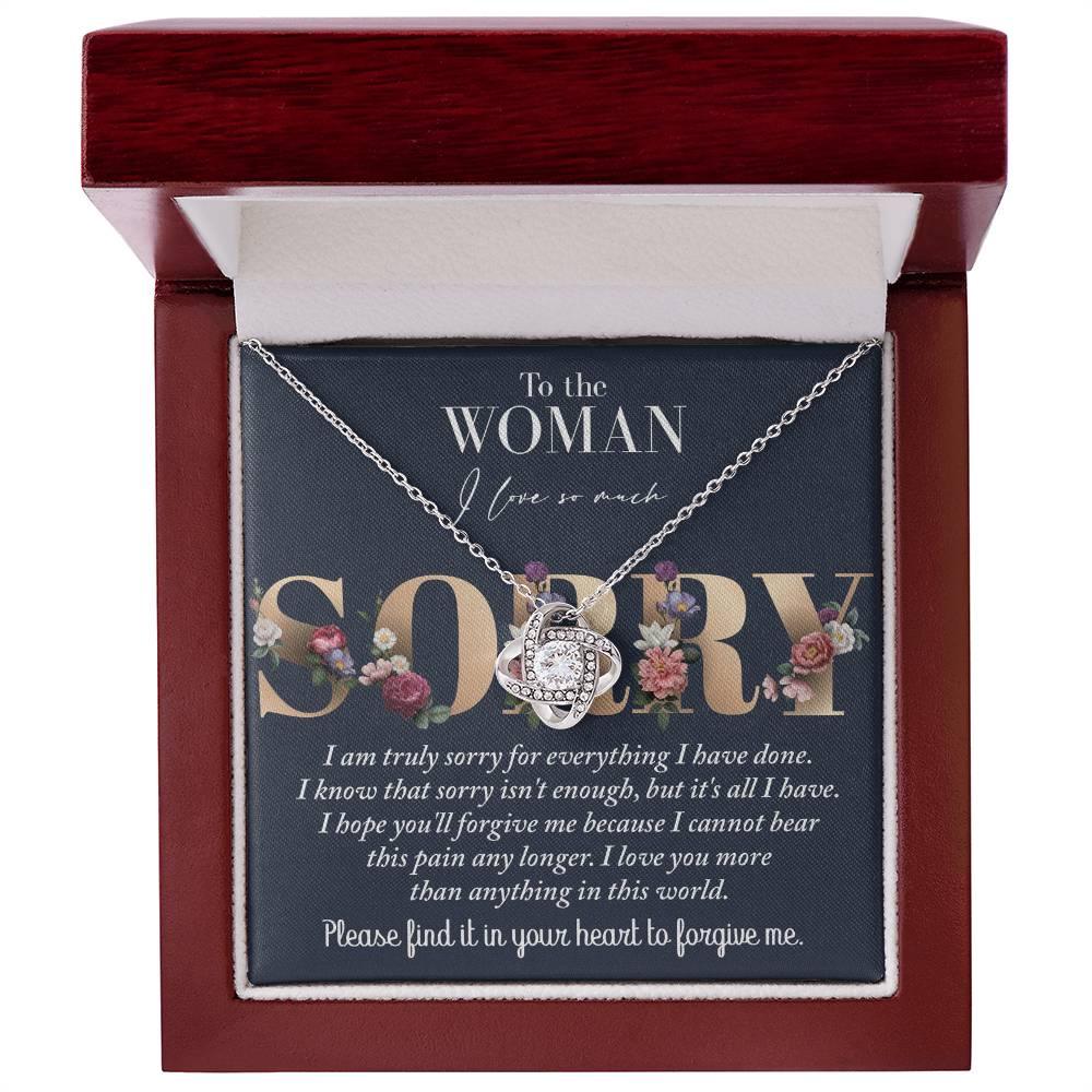 Apology Gift for Girlfriend, Wife, Soulmate - Sorry, Bear This Pain - Love Knot Pendant Necklace - Mallard Moon Gift Shop
