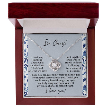 Apology Gift for Girlfriend, Wife, Soulmate - Sorry, Through My Eyes - Love Knot Pendant Necklace - Mallard Moon Gift Shop