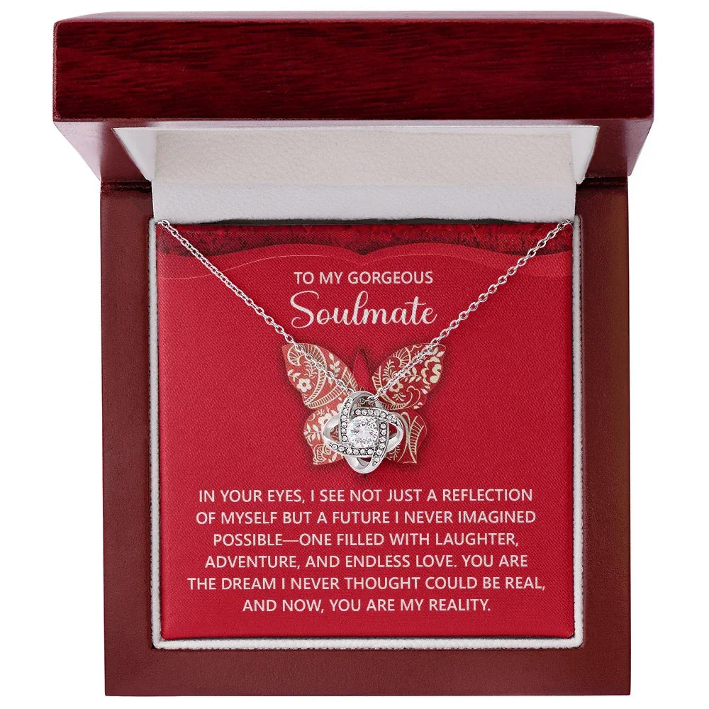 Gift for Soulmate - Endless Love - Romantic Love Knot Necklace with Sentimental Message