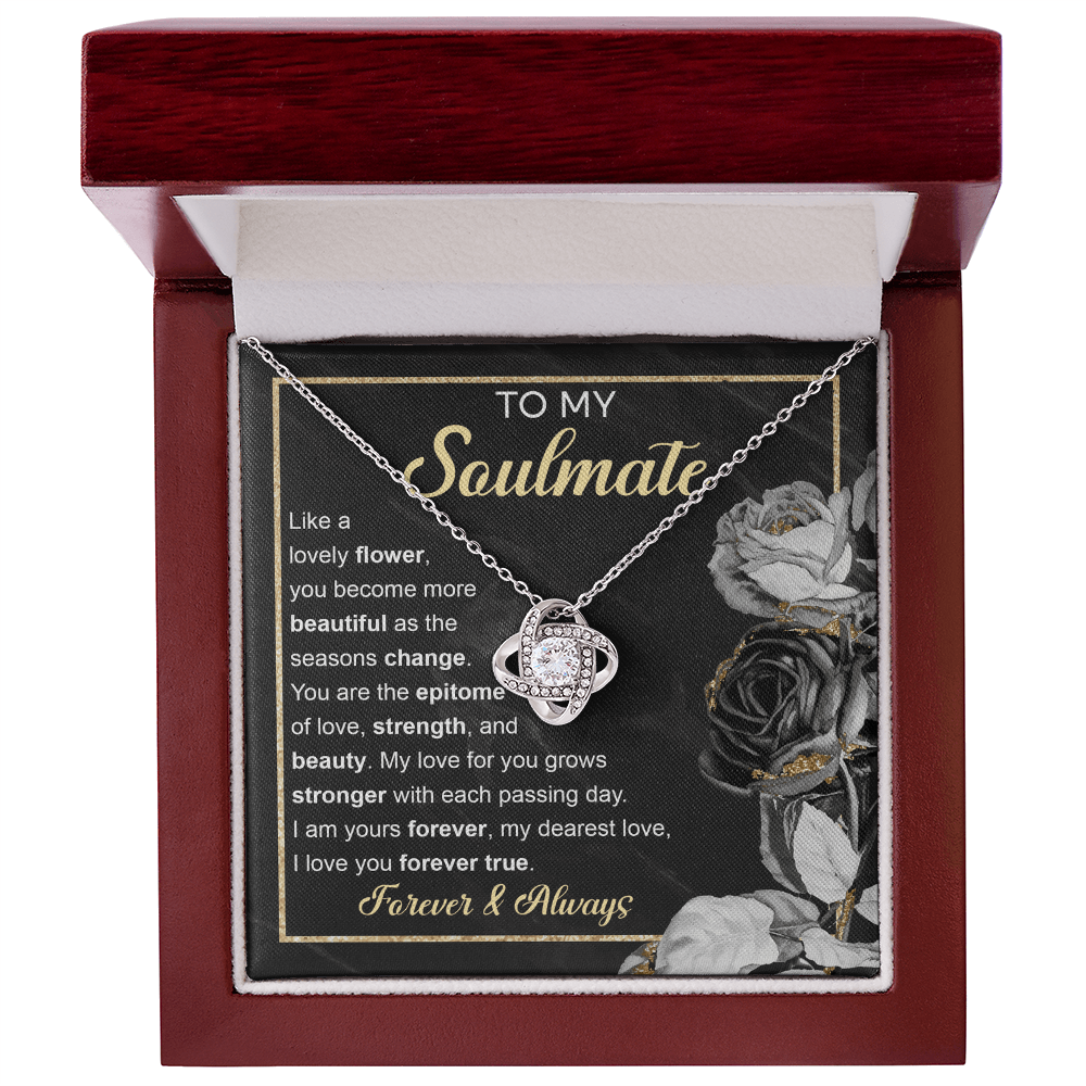 To My Soulmate – Love Knot Necklace with Elegant Forever & Always Message | Romantic Gift for the One You Cherish Most - Mallard Moon Gift Shop