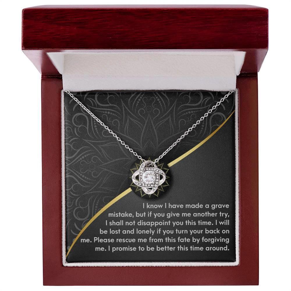 Apology Gift for Girlfriend, Wife, Soulmate-Sorry, Turn Your Back-Love Knot Pendant Necklace