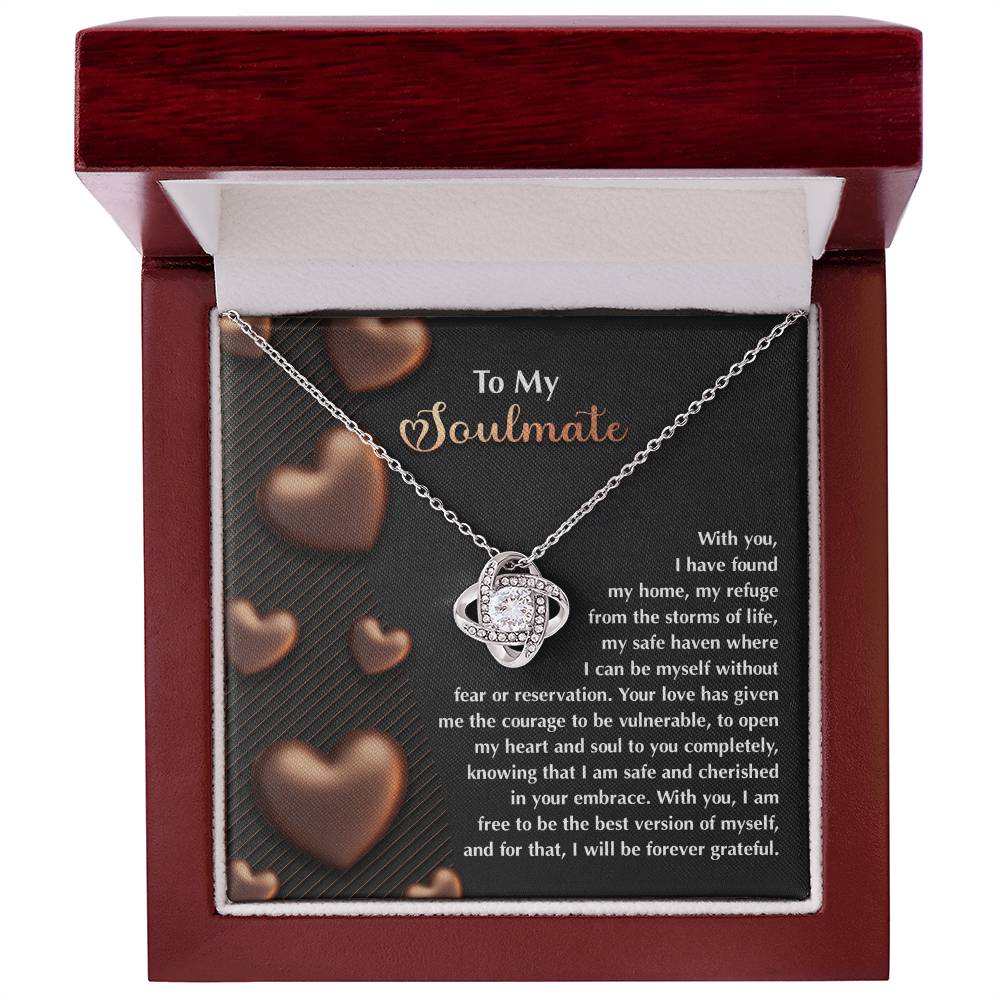 To My Soulmate" Love Knot Necklace – A Heartfelt Valentine’s Day Gift for Your Safe Haven and Forever Love - Mallard Moon Gift Shop