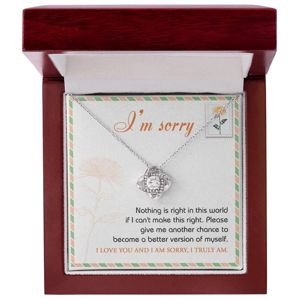 Gift for Girlfriend, Wife-Sorry, Another Chance-Love Knot Pendant Necklace