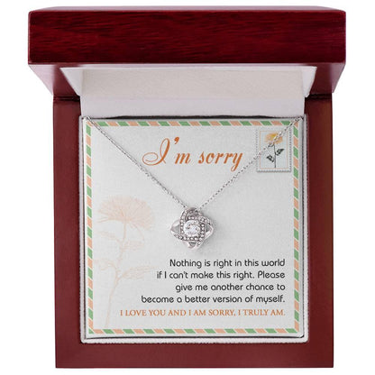 Gift for Girlfriend, Wife-Sorry, Another Chance-Love Knot Pendant Necklace - Mallard Moon Gift Shop