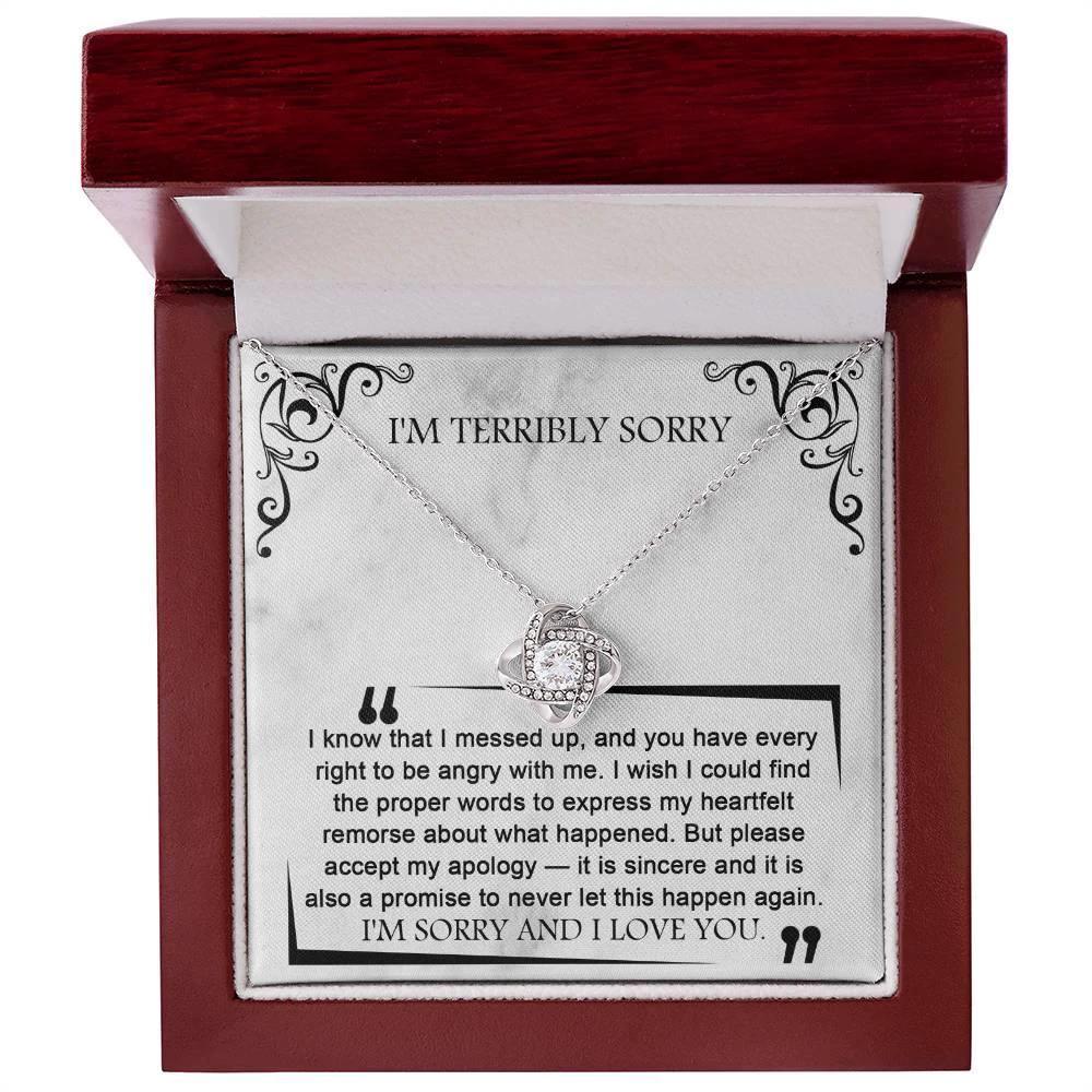 Apology Gift for Girlfriend, Wife, Soulmate - Sorry, Angry With Me - Love Knot Pendant Necklace