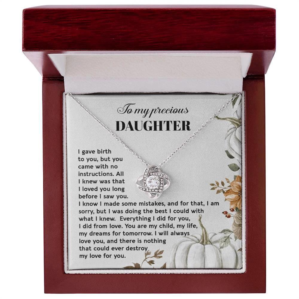 Heartfelt Mother to Daughter Gift | Love Knot Necklace with Emotional Message Card