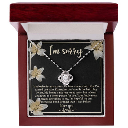 Apology Gift for Girlfriend, Wife, Soulmate - Sorry, The Last Thing - Love Knot Pendant Necklace - Mallard Moon Gift Shop