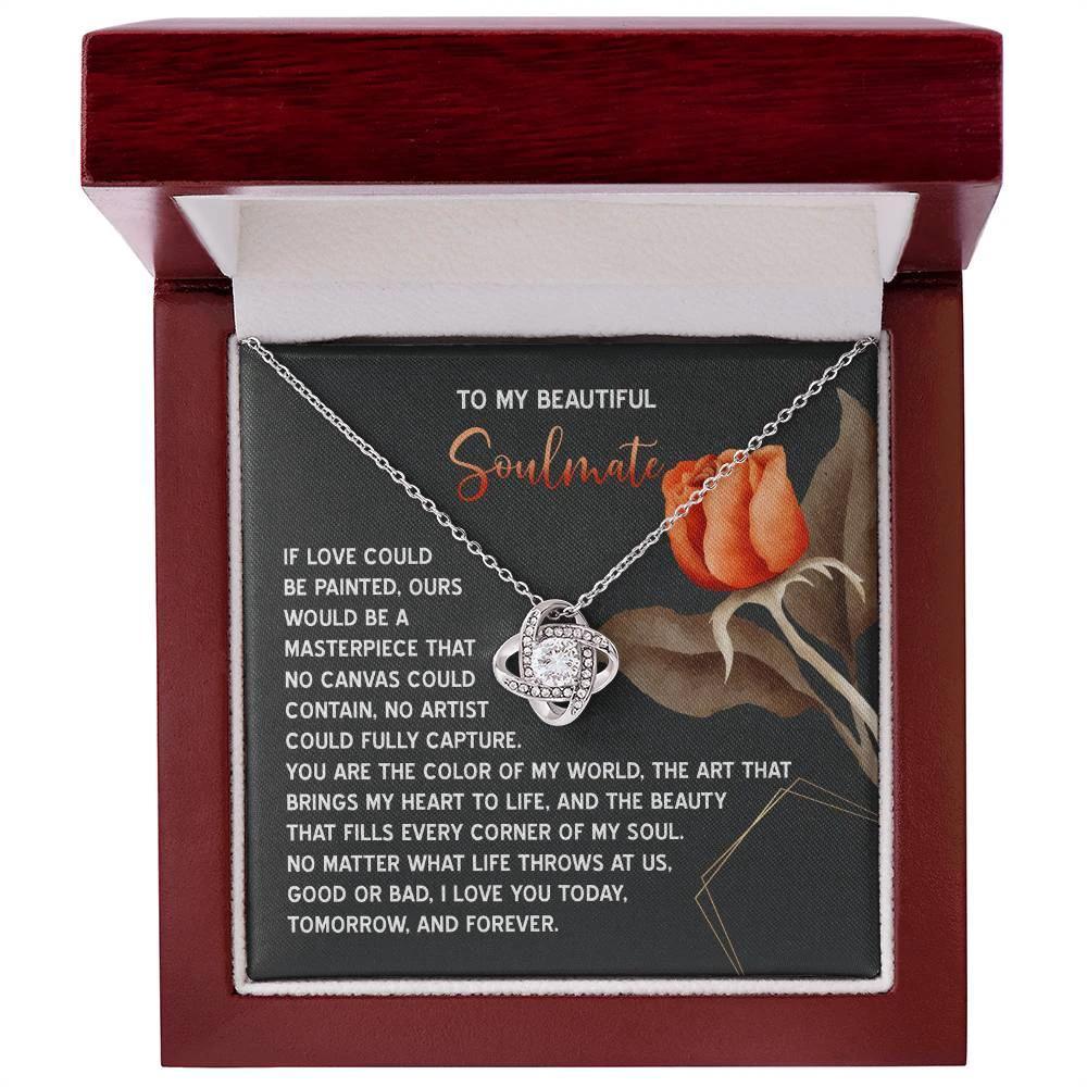 Romantic Gift for Soulmate, Wife or Girlfriend - Valentine's Day, Anniversary, or Birthday - Masterpiece Love Knot Pendant Necklace Soulmate