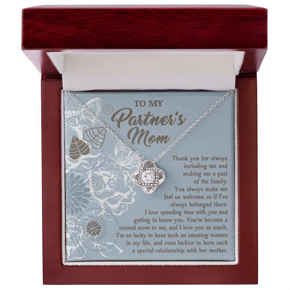 To My Partner's Mom You Make Me Feel Welcomed Love Knot Pendant Necklace - Mallard Moon Gift Shop
