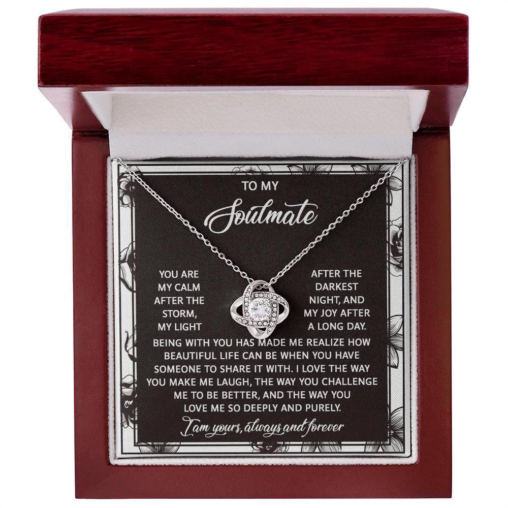 To My Soulmate - My Calm After the Storm Love Knot Necklace – A Romantic Valentine’s Day Gift with a Heartfelt Message