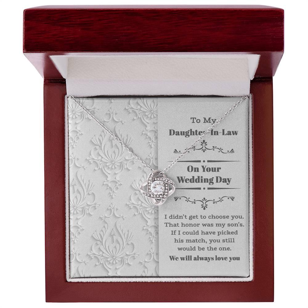 Daughter-In-Law Wedding Day Gift My Son Chose You Love Knot Pendant Necklace - Mallard Moon Gift Shop