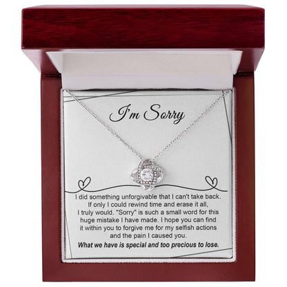 Gift for Girlfriend, Wife - Sorry, Breaking My Heart - Love Knot Pendant Necklace - Mallard Moon Gift Shop