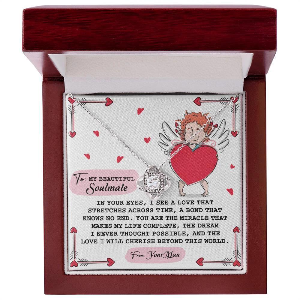 Romantic Anniversary, Valentine's Day Gift for Soulmate, Wife, Girlfriend - Cherish You - Love Knot Pendant Necklace