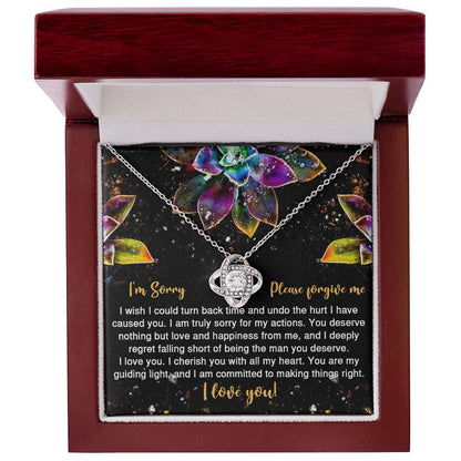 Apology Gift for Girlfriend, Wife, Soulmate - Sorry, All My Heart - Love Knot Pendant Necklace - Mallard Moon Gift Shop