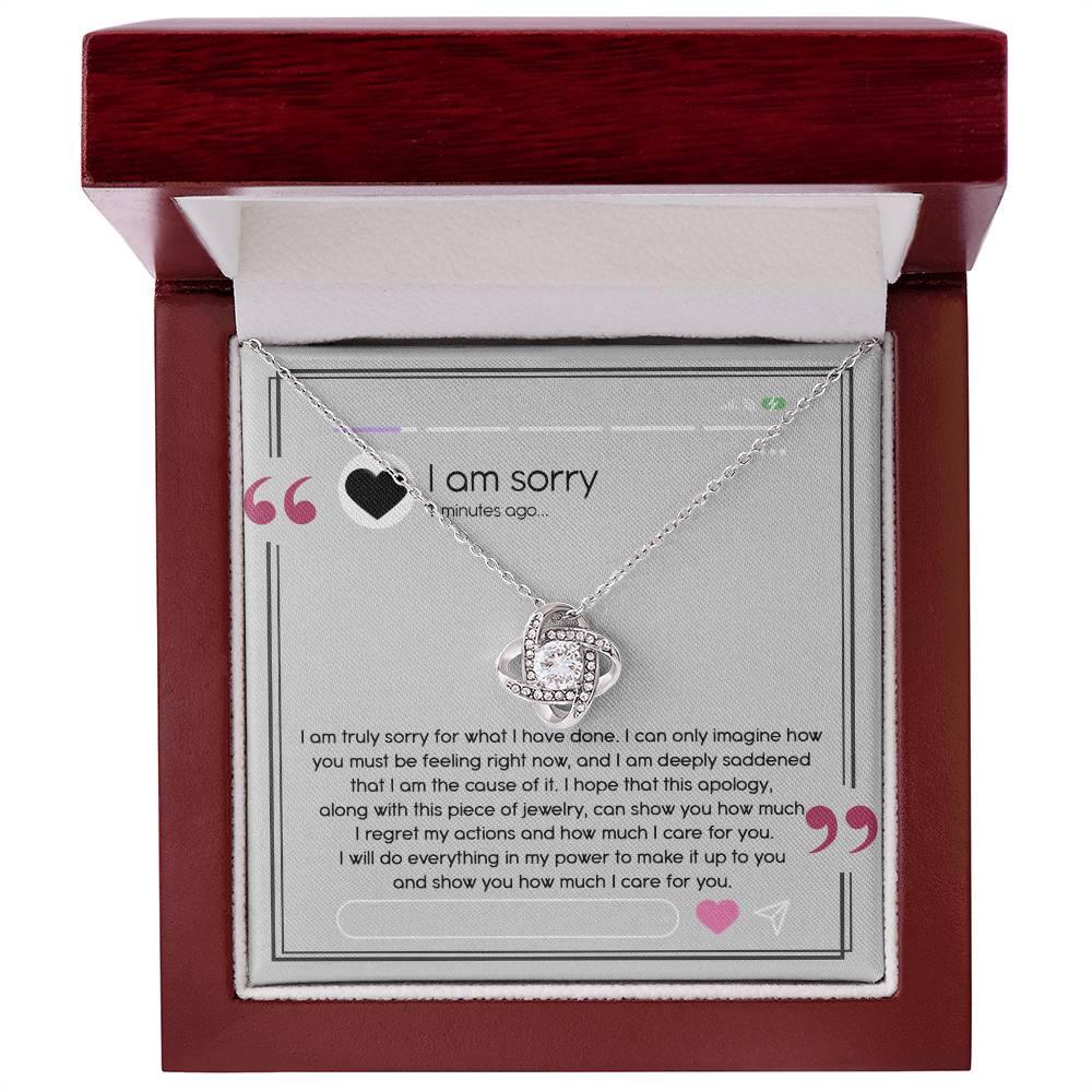 Gift for Girlfriend, Wife - Sorry, I Care For You - Love Knot Pendant Necklace - Mallard Moon Gift Shop
