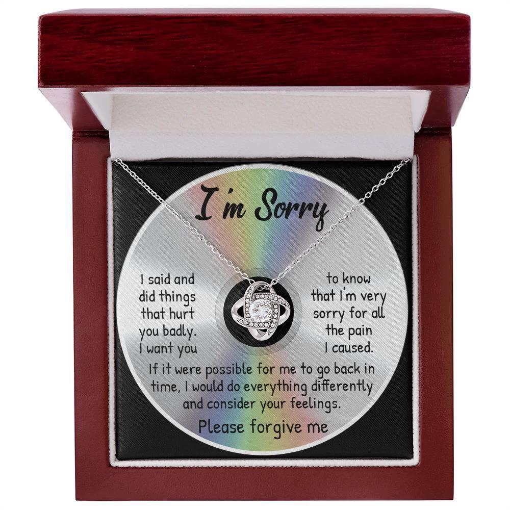 Apology Gift for Girlfriend, Wife, Soulmate - Sorry, Back In Time - Love Knot Pendant Necklace