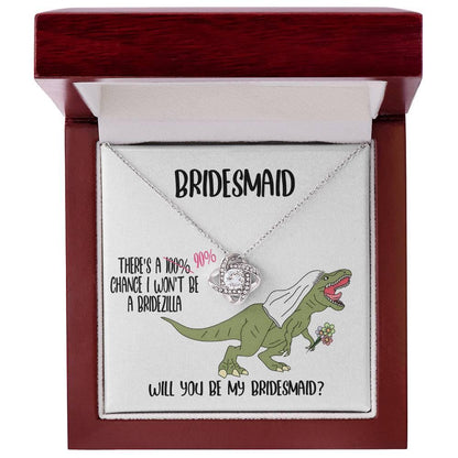 Bridesmaid Invitation Proposal Gift - Will You Be My Bridesmaid Love Knot Pendant Necklace Gift from Bridezilla - Mallard Moon Gift Shop