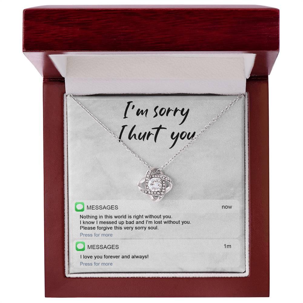 Gift for Girlfriend, Wife - Sorry, Lost Without You - Love Knot Pendant Necklace - Mallard Moon Gift Shop