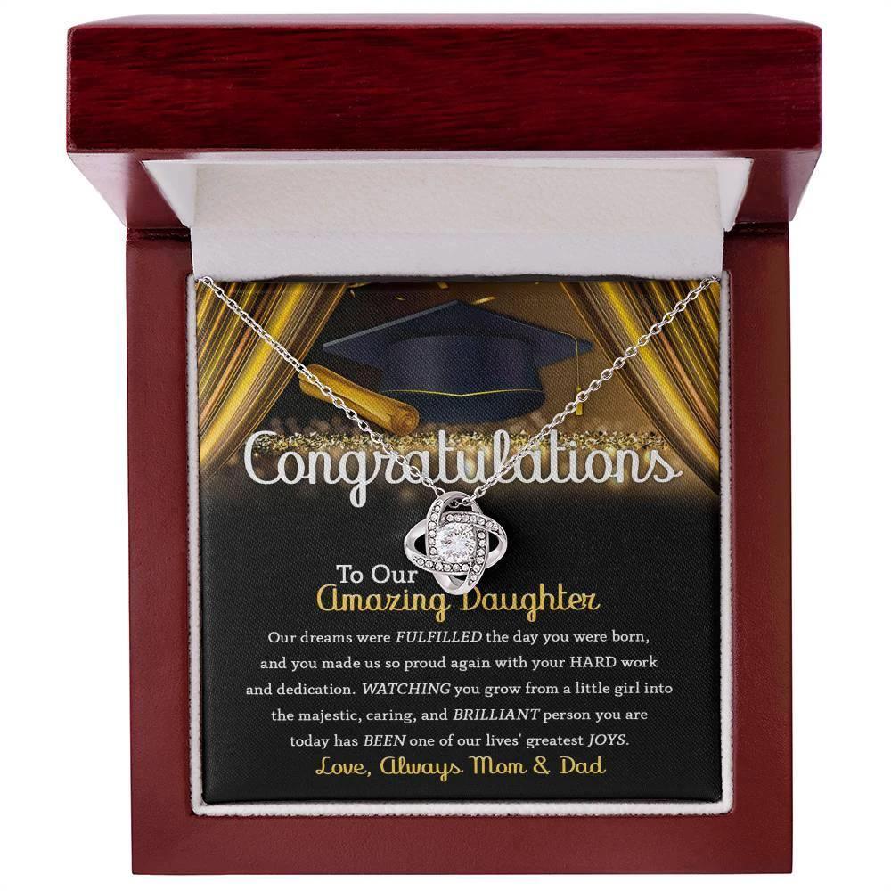 Daughter Graduation Jewelry Necklace with Message Card from Mom and Dad - You Made Us So Proud