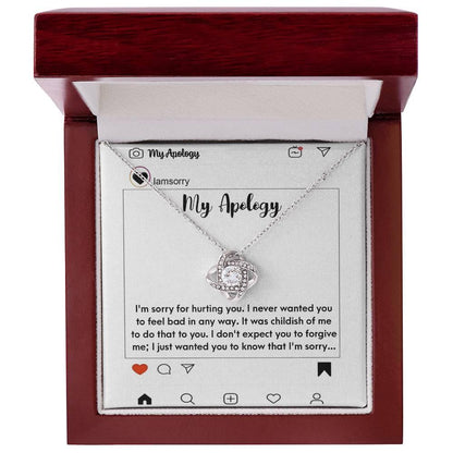 Gift for Girlfriend, Wife - Sorry, My Apology - Love Knot Pendant Necklace - Mallard Moon Gift Shop
