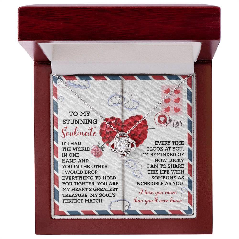 Romantic Anniversary, Valentine's Day Gift for Soulmate, Wife, Girlfriend - My Heart’s Greatest Treasure - Love Knot Pendant Necklace