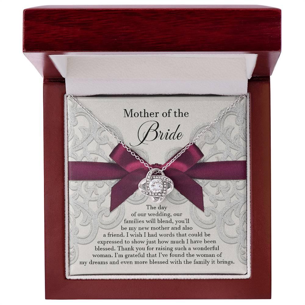 Mother of the Bride Wedding Day Gift - Our Families Will Blend - Love Knot Pendant Necklace - Mallard Moon Gift Shop