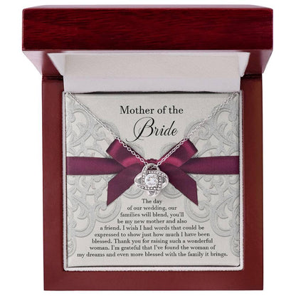 Mother of the Bride Wedding Day Gift - Our Families Will Blend - Love Knot Pendant Necklace - Mallard Moon Gift Shop