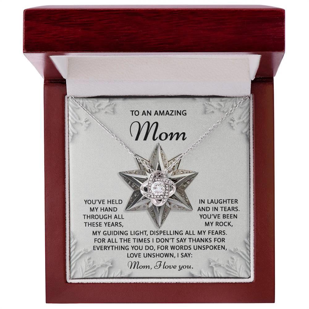 To an Amazing Mom Christmas Love Knot Necklace – Holiday Gift with Heartfelt Message Card, Sentimental Christmas Gift for Mother, Daughter to Mom Keepsake