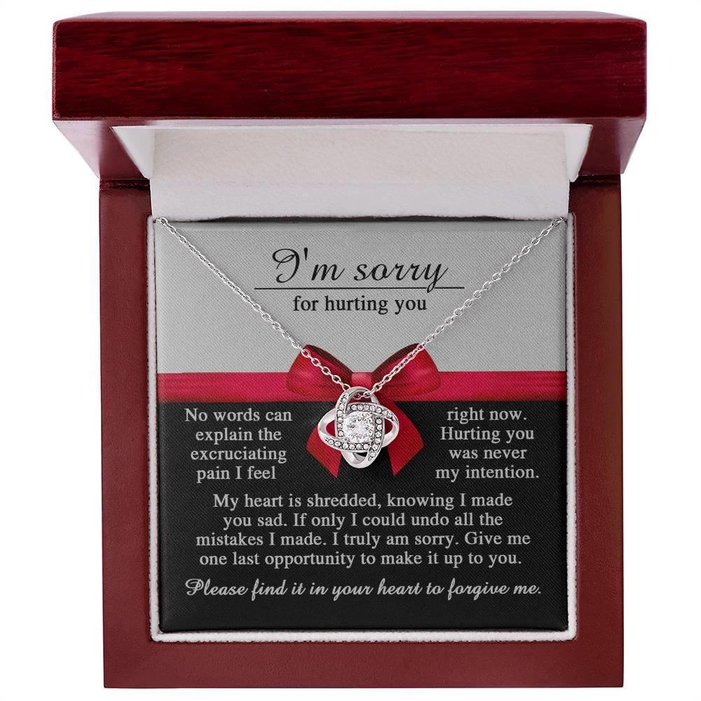 Apology Gift for Girlfriend, Wife, Soulmate - Sorry, Made You Sad - Love Knot Pendant Necklace