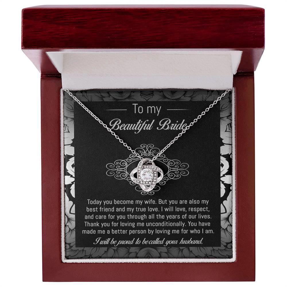 Bride Wedding Day Gift - My True Love - Love Knot Pendant Necklace