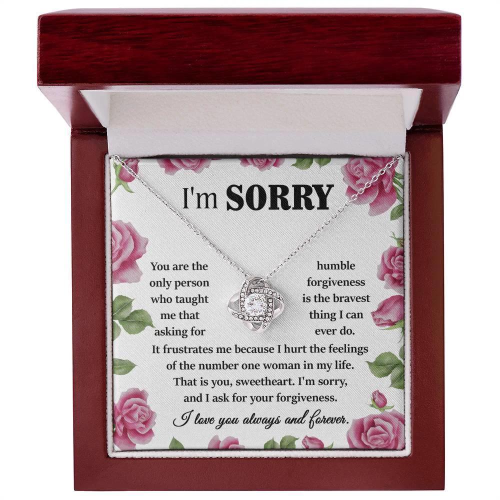 Apology Gift for Girlfriend, Wife, Soulmate-Sorry, Your Forgiveness-Love Knot Pendant Necklace