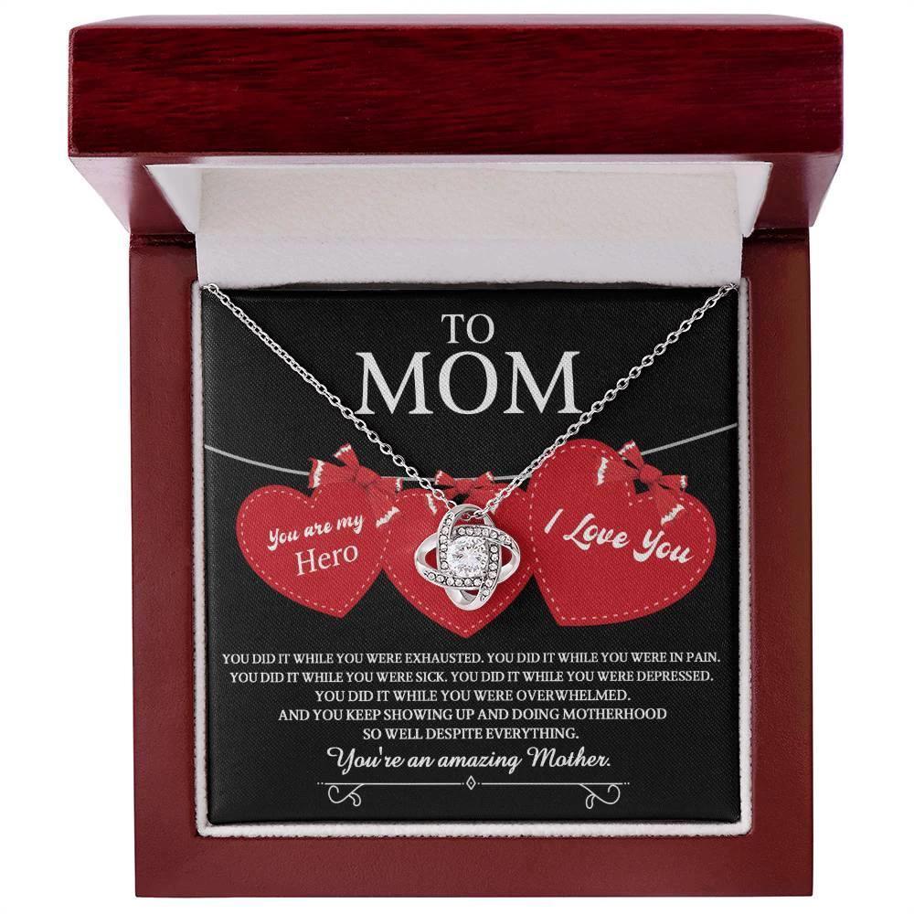 Gift for Mom You Are My Hero Love Knot Necklace