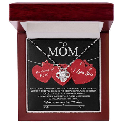 Gift for Mom You Are My Hero Love Knot Necklace - Mallard Moon Gift Shop
