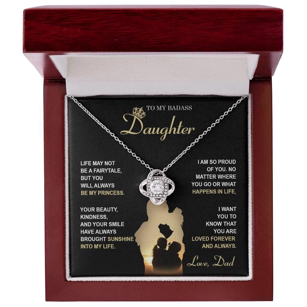 Daughter Gift from Dad - Be My Princess - Love Knot Pendant Necklace