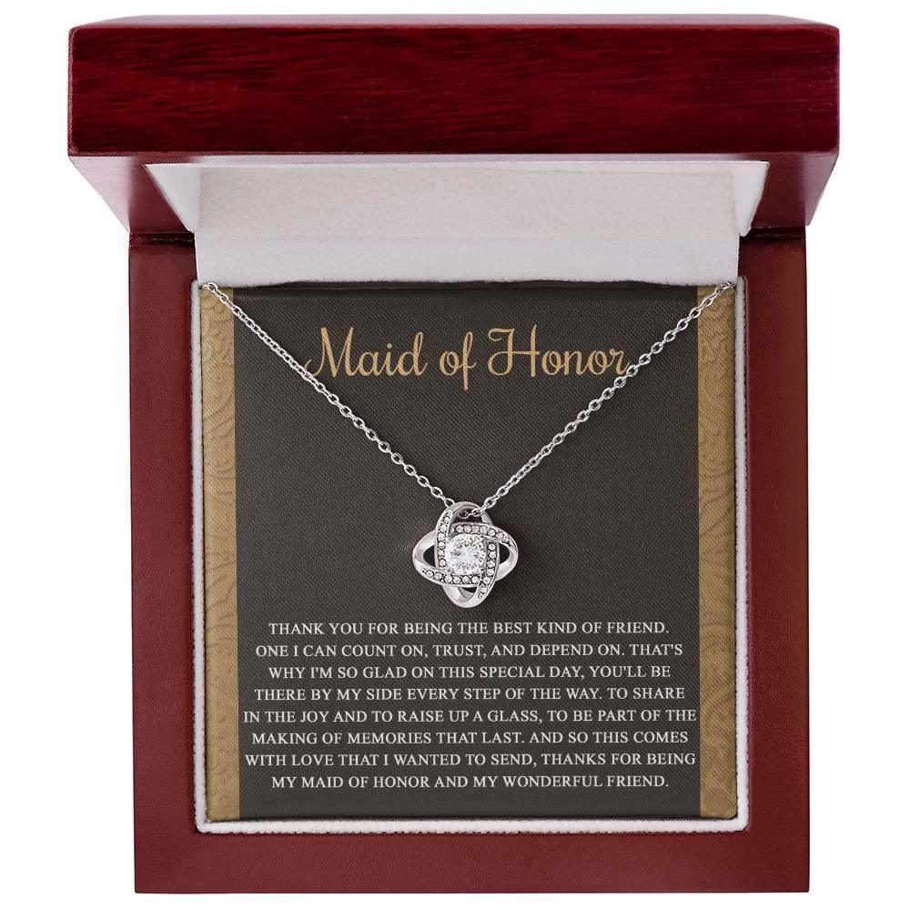 Maid of Honor Wedding Day Gift-Kind Of Friend- Love Knot Pendant Necklace
