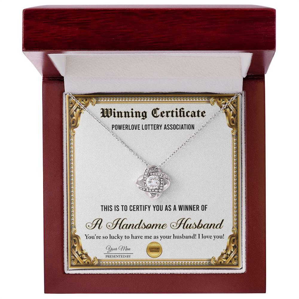 Wife Wedding Day, Anniversary, Birthday Gift - Winning Certificate - Love Knot Pendant Necklace - Mallard Moon Gift Shop