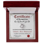 World's Best Bridesmaid Love Knot Necklace Gift with Certificate of Recognition – Heartfelt Thank You Jewelry from Bride & Groom