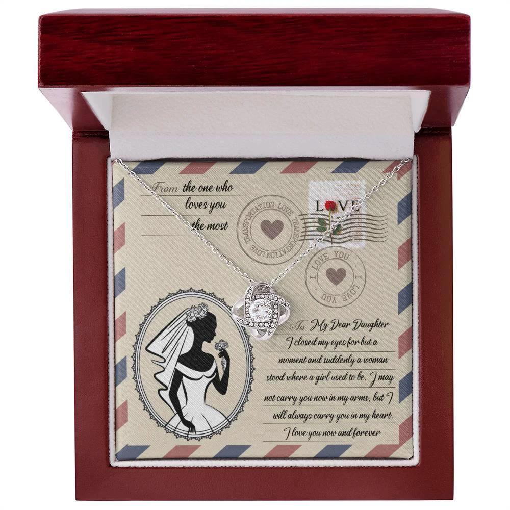 Daughter Wedding Day Gift -I Closed my Eyes Love Knot Pendant Necklace