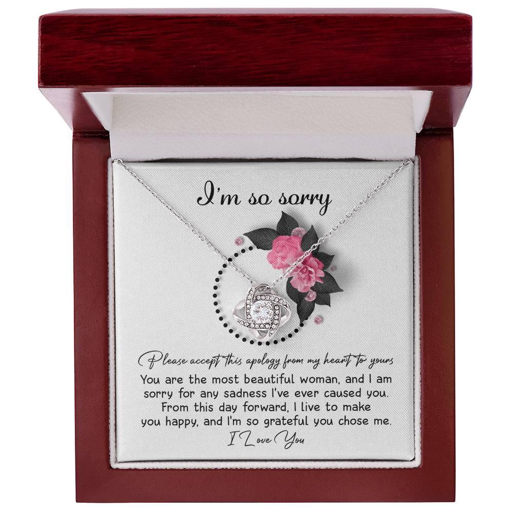 Apology Gift for Girlfriend, Wife, Soulmate - Sorry, Make You Happy - Love Knot Pendant Necklace - Mallard Moon Gift Shop