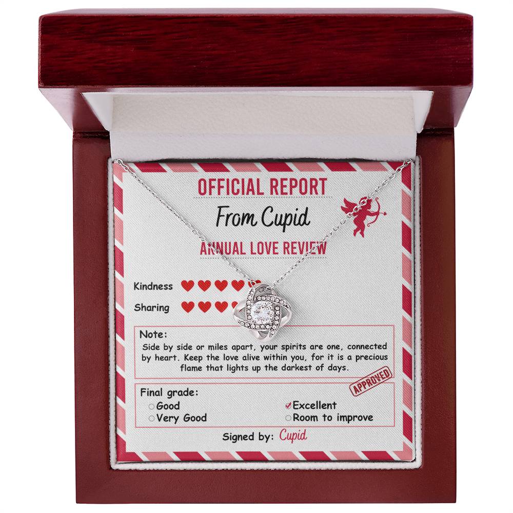 Cupid’s Official Love Report - Love Knot Necklace – A Fun and Heartfelt Valentine’s Day Gift - Mallard Moon Gift Shop