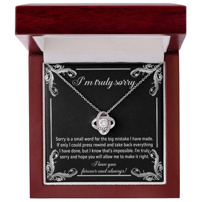Gift for Girlfriend, Wife-Sorry, Make It Right-Love Knot Pendant Necklace - Mallard Moon Gift Shop