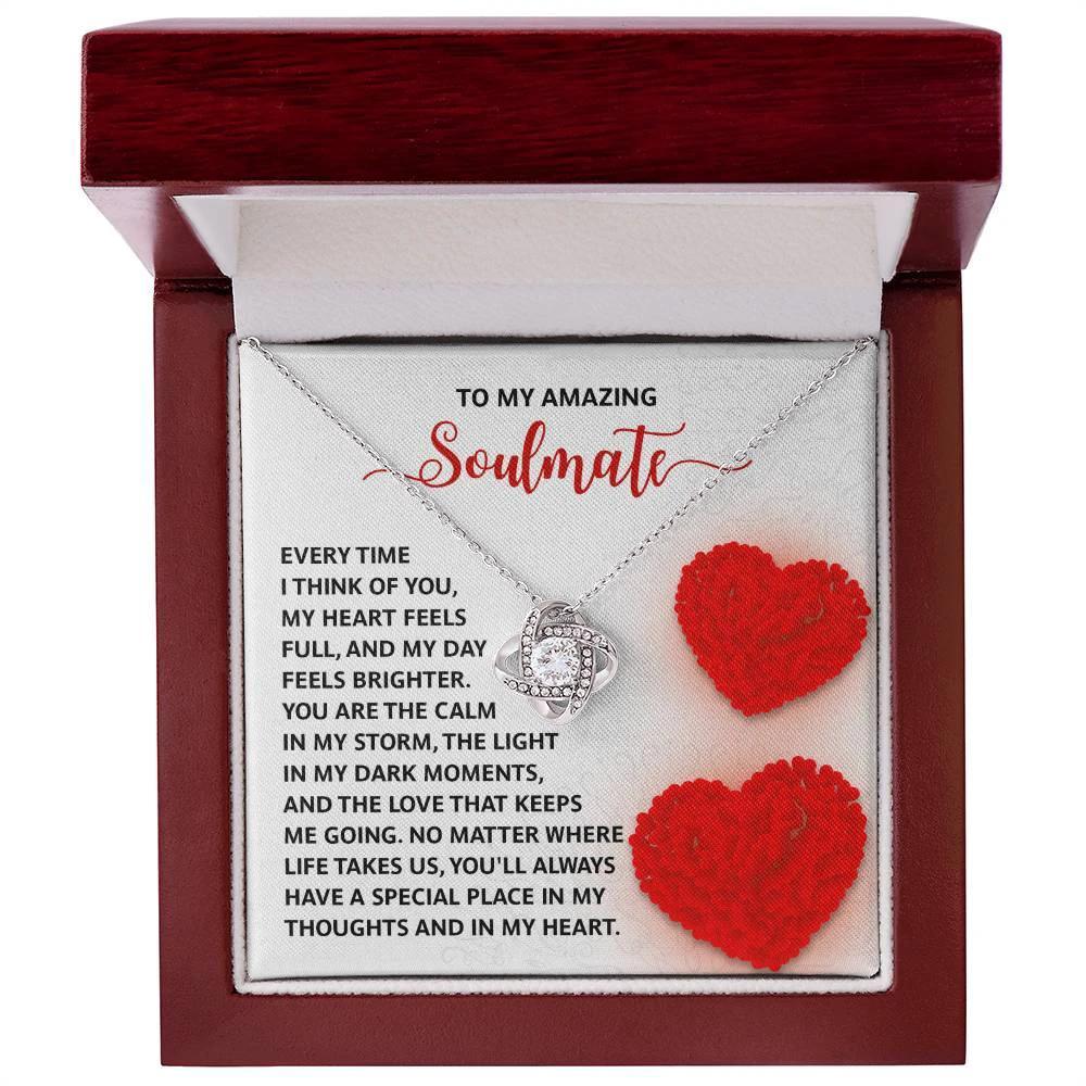 Romantic Anniversary, Valentine's Day Gift for Soulmate, Wife, Girlfriend - Place In My Heart - Love Knot Pendant Necklace